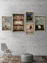American Retro Baseball Club Wall Art Motivational Sports Poster for Gym & Stadium Decor