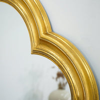 Wooden Arched Full-Length Mirror European Style Dressing Mirror for Living Room Cloakroom Clothing Store Wall-Leaning Floor Mirror