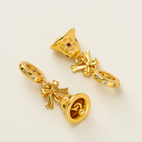 14K Gold Plated Bowknot Bell Charm for DIY Jewelry Making, Bracelets, Necklaces, Christmas Ornaments