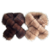 Faux Fox Fur Scarf Thickened Warm Cross Neck Warmer
