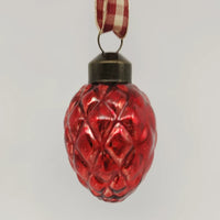 Christmas Tree Glass Ornaments, 3.5cm Red Single Pointed Decorations for Holiday Decor