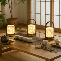 Song Dynasty Aesthetic Hand-Painted Fabric Lantern Table Lamp for Bedroom Bedside Decor