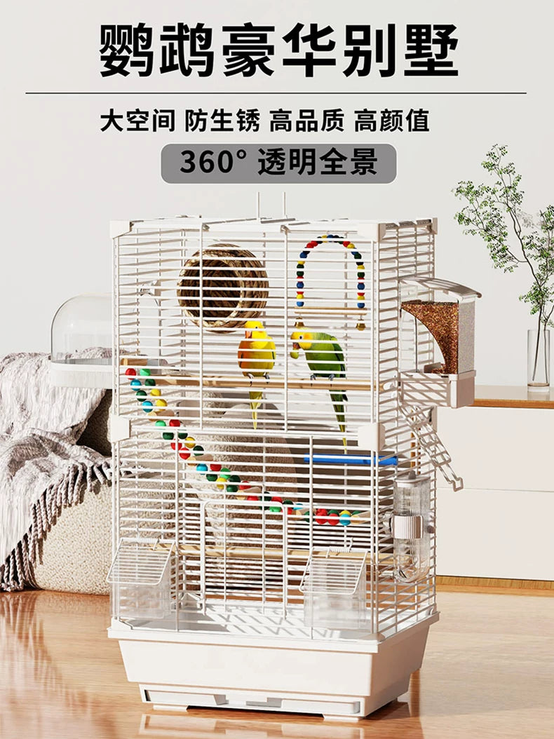 Decorative Parrot Cage for Small to Medium Birds, Household Luxury Enclosure