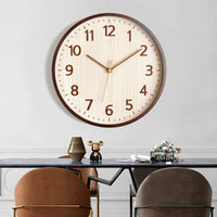 Solid Wood Wall Clock with Silent Movement for Living Room and Bedroom