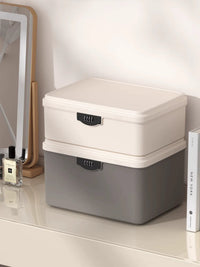 Lockable Desktop Storage Box with 4-Digit Combination Lock, Large Capacity Organizer for Jewelry, Keys, Phone and Tablet