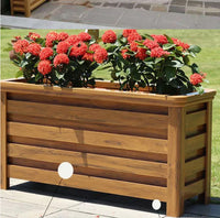 Aluminum Alloy Wood Grain Outdoor Planter Box for Garden Patio Balcony