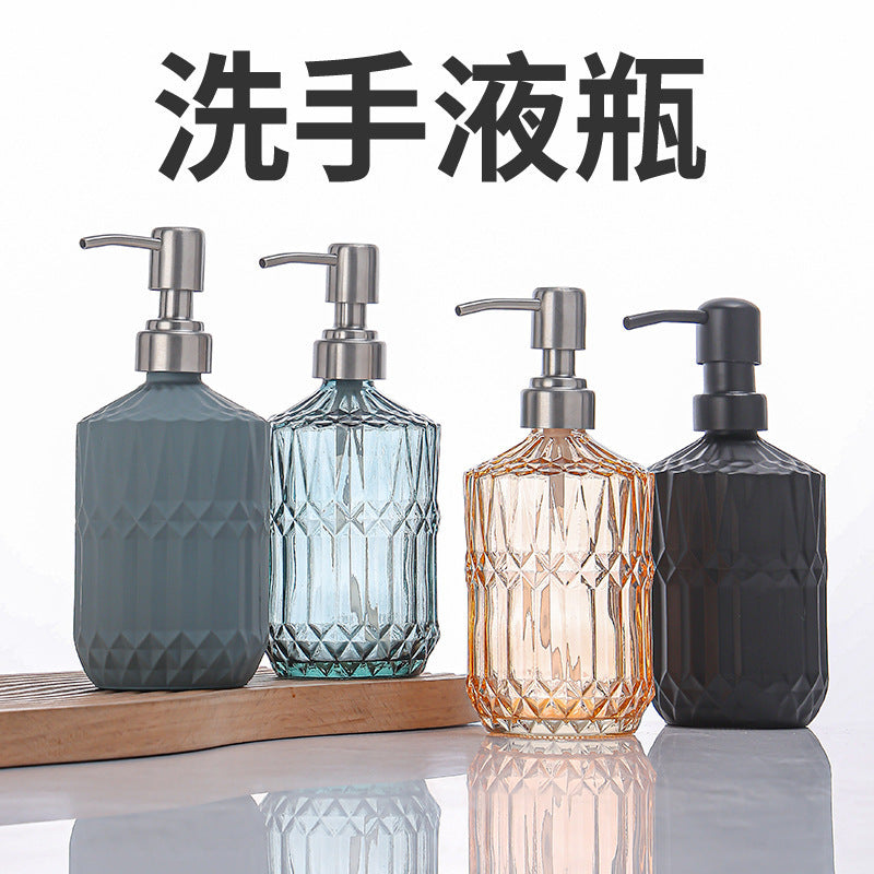 400ml Glass Pump Bottle for Hand Soap, Shampoo, and Lotion - Refillable Dispenser for Bathroom and Kitchen