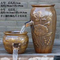 Ceramic Hydroponic Planter with Filter for Fish and Plants, Gourd-Shaped Terracotta Pot
