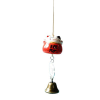 Ceramic Lucky Cat Wind Chime Bell Ornament Japanese Style Souvenir Craft