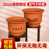 Large Ceramic Terracotta Planter Pot with Drainage and Tray for Indoor Plants