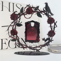 Dark Night Rose Rotating Photo Frame for 3-inch Photos, Acrylic Idol Fan Display Stand