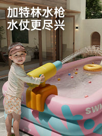 Inflatable Kiddie Pool with Sunshade Slide, Large Foldable for Indoor/Outdoor Use