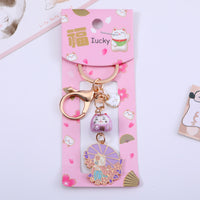 Japanese Cartoon Lucky Cat Keychain Alloy Car Key Ring Bag Charm Small Gift