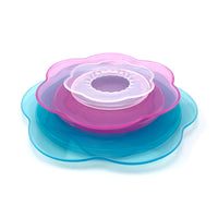 3-Piece Silicone Food Cover Set with Petal Design for Bowls, Cups, and Mugs