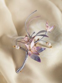 Wisteria Filigree Velvet Flower Brooch for Hanfu and Cheongsam, New Chinese Style Hair Accessory