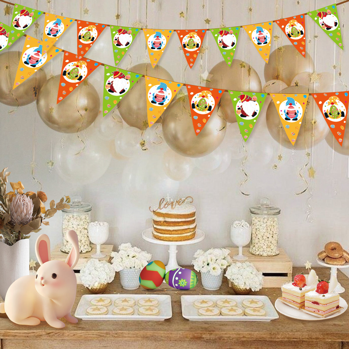 Easter Bunny Triangle Flag Banner Party Decorations Garden Flag Bunting
