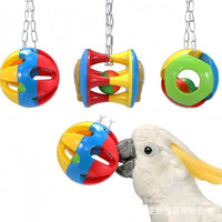 Bird Parrot Chewing Toy with Bell Ball Foot Claw Toy Stand Perch for Small to Medium Birds