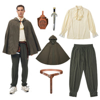 Men's Renaissance Victorian Ruffled Medieval Pirate Knight Halloween Costume Set
