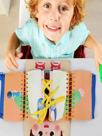 Montessori Busy Board for Early Education, Dressing Training Toy with Buttons and Zippers