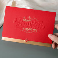 Employee Birthday Greeting Card, Foldable Celebration Card with Embossed Gold Stamping, 3D Text Blessing Card