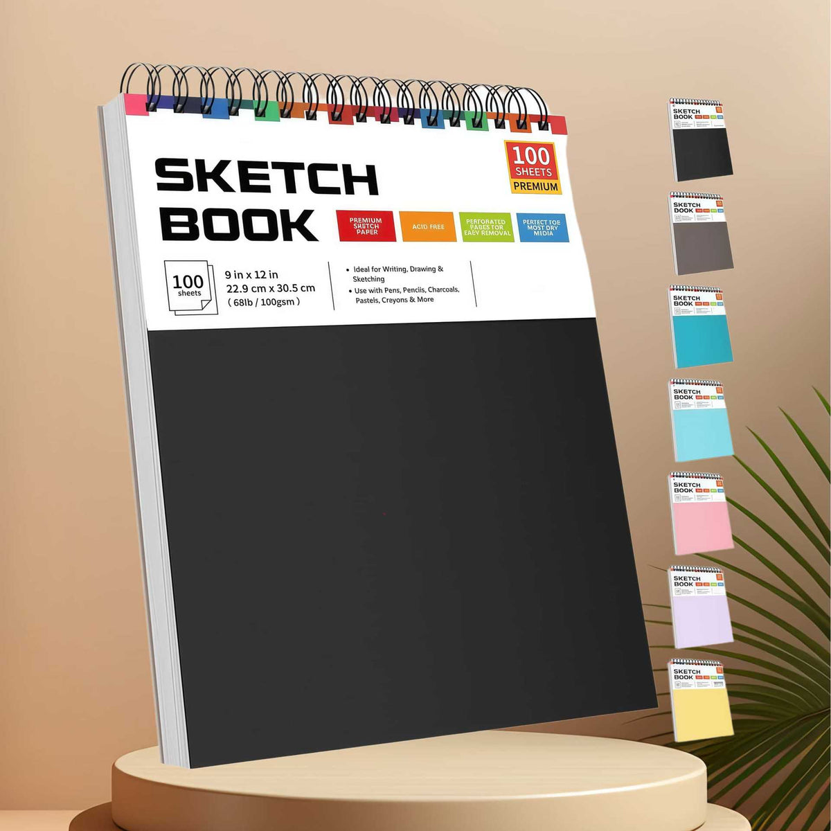 A4 Sketchbook for Art Students, Spiral-Bound Drawing Pad for Sketching, Tracing, and Doodling