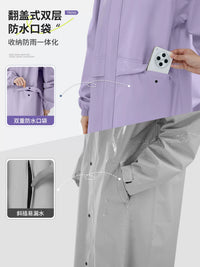 Women's Full Body Electric Scooter Raincoat with Extended Zipper and Backpack Compatibility