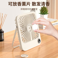 Portable USB Desk Fan with Aromatherapy, Foldable and Wall-Mountable for Office and Dorm