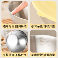Stainless Steel Mixing Bowl Set with Lids - Deep Salad Bowls for Baking, Cooking, and Food Prep