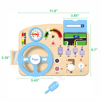 Montessori Multifunctional Busy Board for Toddlers with Music, Steering Wheel, and Lock Activities