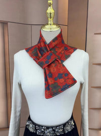 Women's De Velvet Neck Warmer with Pocket, Windproof and Warm Scarf, Rectangular False Collar