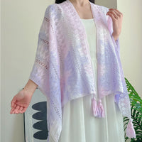 Women's Knitted Hollow Out Ethnic Style Poncho Shawl for Spring/Summer
