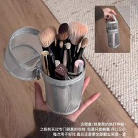 2-in-1 Mesh Transparent Cosmetic Brush Organizer Bag with Large Capacity
