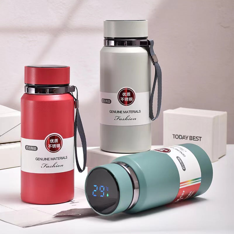 316 Stainless Steel Vacuum Insulated Water Bottle with Strap, Large Capacity Portable Sport Thermos for Outdoor Activities