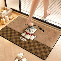 Diatomaceous Earth Bath Mat, 3D Plush-Look Absorbent Quick Dry Non-Slip Bathroom Floor Mat with Cute Pet Design