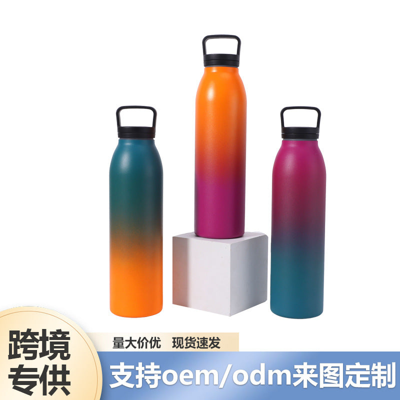 Double-Layer Vacuum Insulated Stainless Steel Water Bottle with Handle, Large Capacity for Outdoor Sports