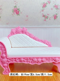 Dollhouse Miniature European Style Sofa and Chaise Lounge Set for Living Room Decor
