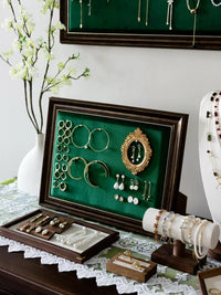 Emerald Green Photo Frame Jewelry Display Stand Wall Mountable & Freestanding for Necklaces Earrings Rings