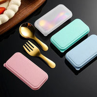 304 Stainless Steel Kids Mini Spoon and Fork Set with Portable Case for Outdoor Picnics