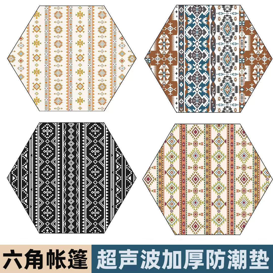 Hexagonal Thickened Aluminum Film Camping Mat Outdoor Moisture-proof Picnic Blanket