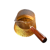 Wooden Handle Hammered Glass Gongdao Bei Tea Pitcher