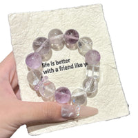Teo Mo Natural White Crystal and Amethyst Bracelet