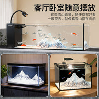 Aquarium Mountain Landscape Decoration with Snow-capped Peaks and Coarse Sand
