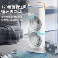 USB Rechargeable Dual-Head Misting Fan with Remote, Portable Oscillating Cooling Humidifier for Home and Office