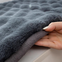 Reversible Faux Rabbit Fur & Bamboo Bay Window Cushion, Luxury Bedroom Balcony Seat Pad, All-Season