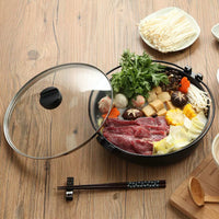Japanese Sukiyaki Hot Pot, Non-Stick Aluminum Alloy Stew Pot with Handle, Induction Cooktop and Open Flame Compatible