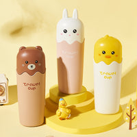 Portable Cartoon Animal Travel Toothbrush Holder & Mouthwash Cup Set for Family