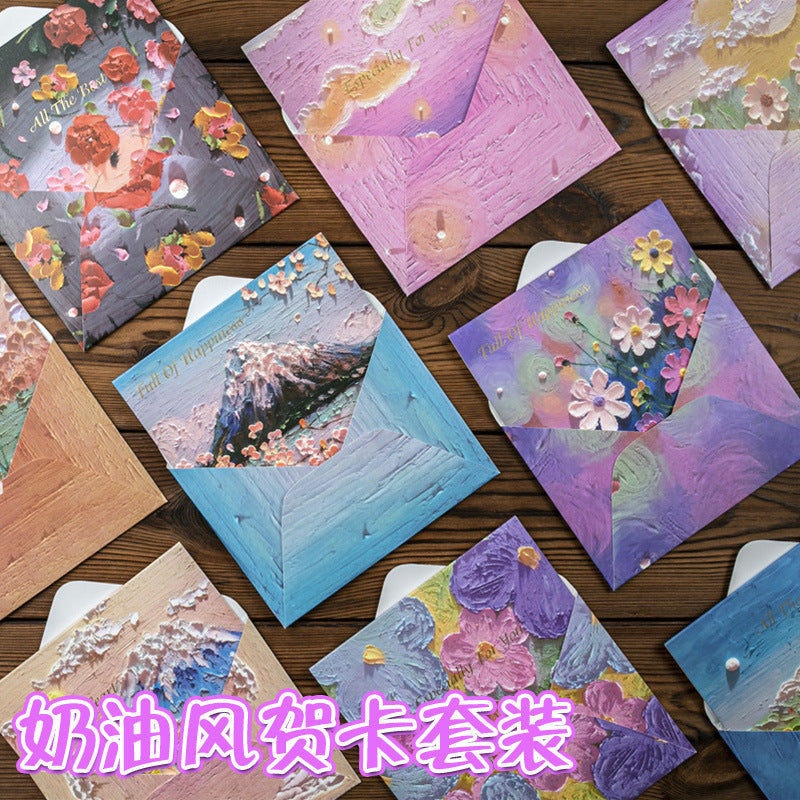 Romantic Oil Painting Postcards Ins Style Illustration Greeting Cards for Journaling and Gifting