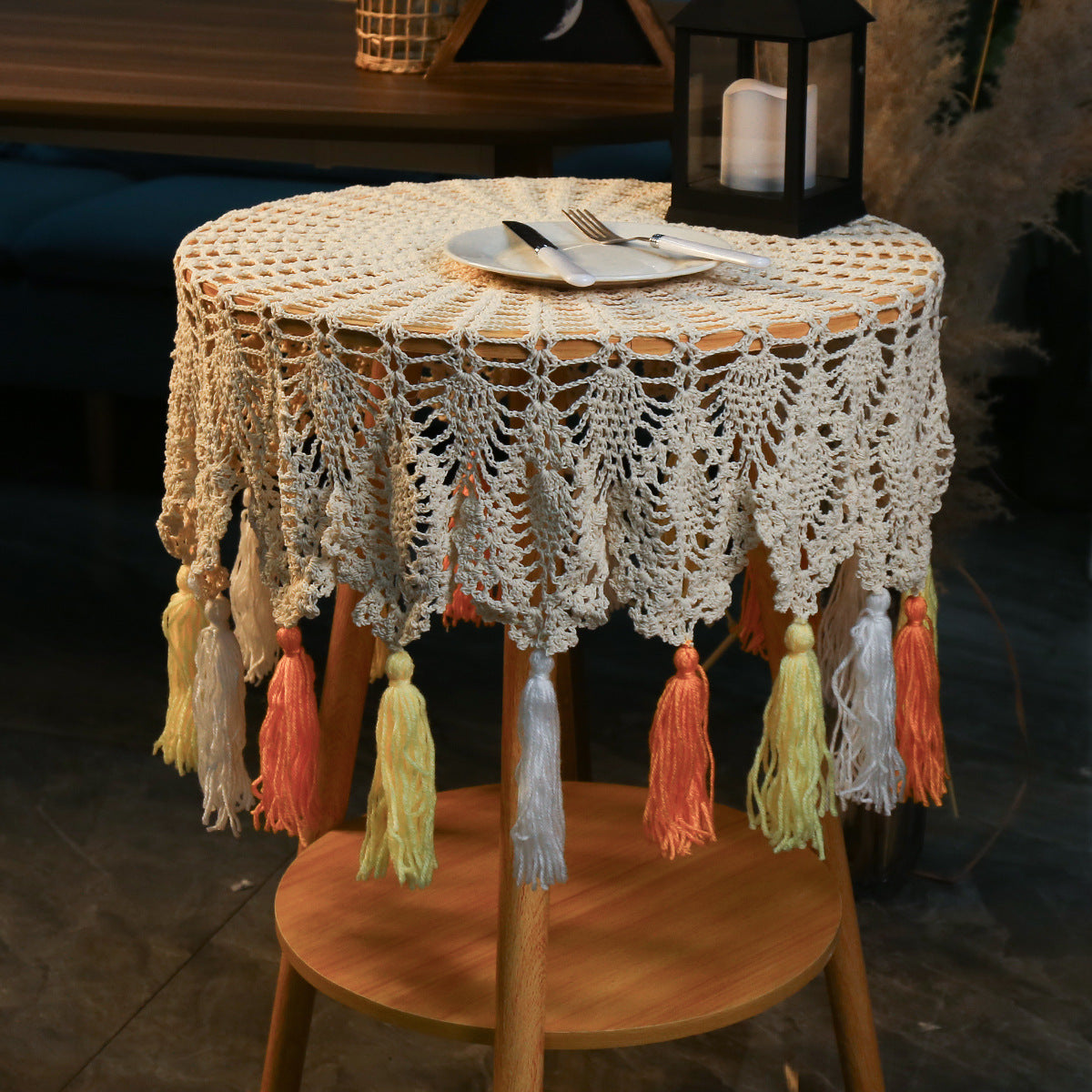Bohemian Tassel Woven Tablecloth Wall Hanging Decor