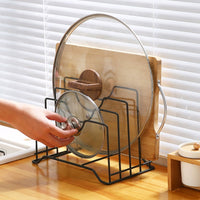 Creative Metal Iron Art Multi-purpose Pot Lid Holder Chopping Board Rack Kitchen Organizer