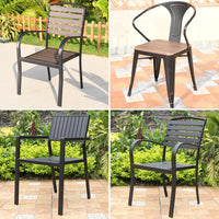 Outdoor Single Chair Set Wrought Iron Cafe Leisure Chair Patio Garden Plastic Wood Table and Chair